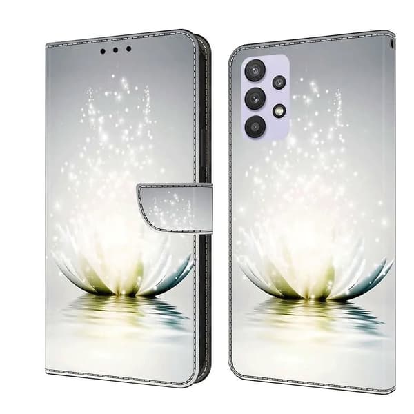 Painted Flip Leather Wallet Phone Case Samsung Galaxy M13 5G Lighted Lotus