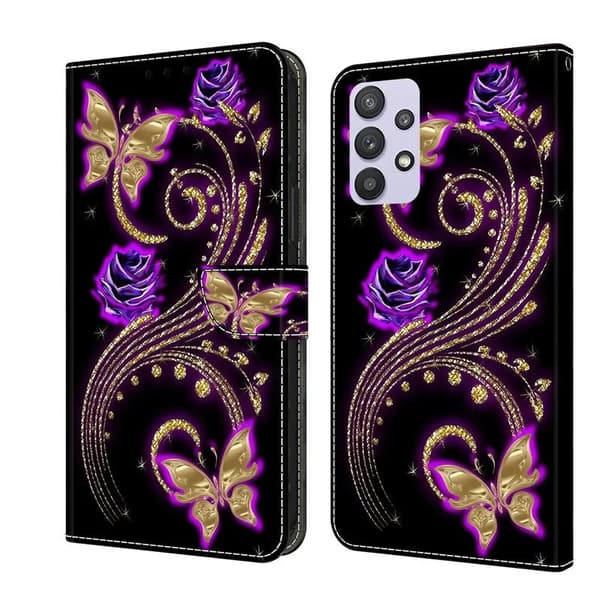 Painted Flip Leather Wallet Phone Case Samsung Galaxy A13 4G/5G Purple Butterfly