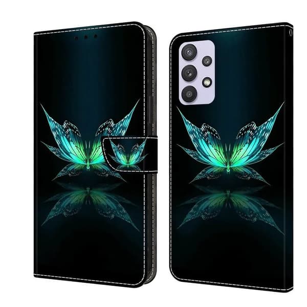 Painted Flip Leather Wallet Phone Case Samsung Galaxy A13 4G/5G Reflected Butterfly