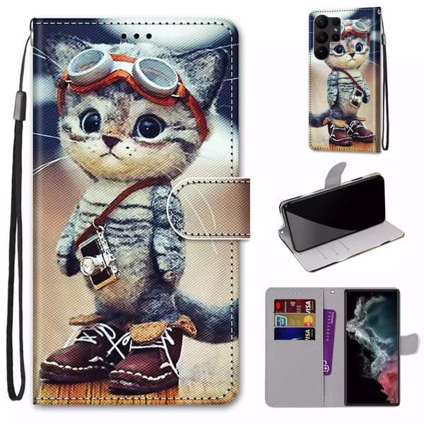 Flip Leather Phone Case Wallet Cover Samsung Galaxy A14 5G Design-2