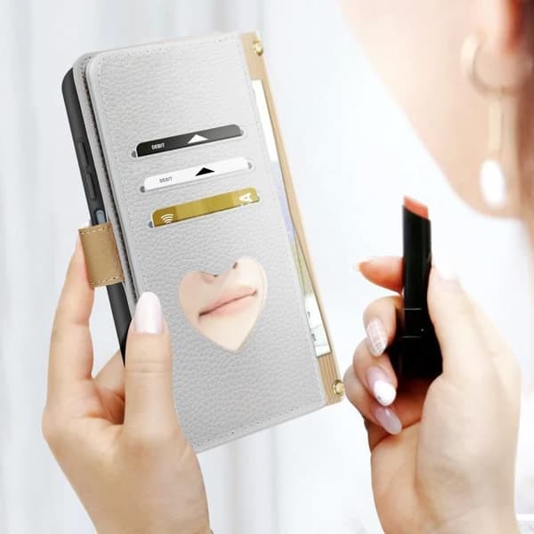Axelremsfodral för Samsung A54 5G Plånbok Dragkedja Ljusgrå