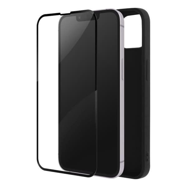 AVIZAR iPhone 14 Plus Fodral - Svart Soft Gel Silikon och 9H härdat glas - 360° Fullständigt skydd