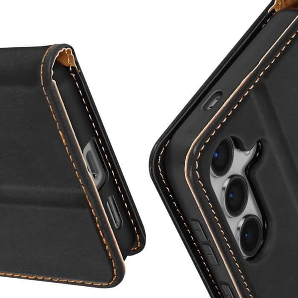 Fodral till Samsung S24 - AVIZAR - Videostödplånbok - Magnetisk flik - Svart