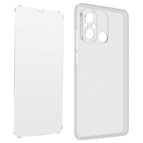 Fodral för Xiaomi Redmi 12C Silikongel och härdat glas 9H Transparent