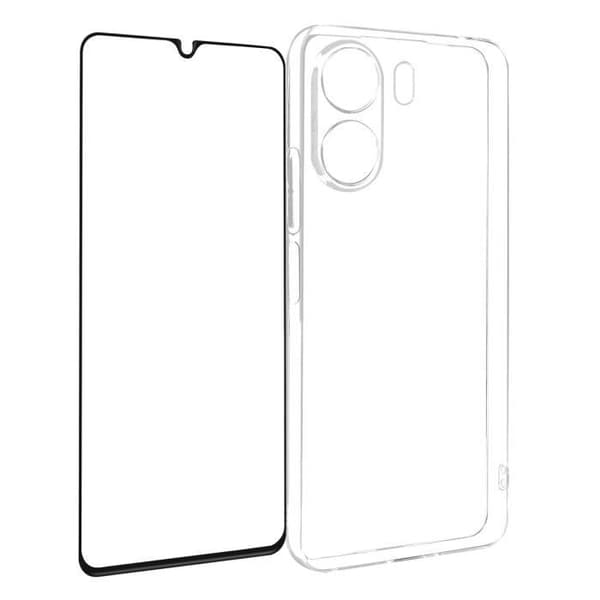 Fodral till Xiaomi Redmi 13C - AVIZAR - Svart - Silikongel och härdat glas