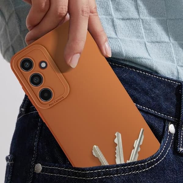 Fodral till Samsung Galaxy A55 5G - AVIZAR - Soft Touch Matte Silikon - Brun - Förstärkt kamerakantskydd