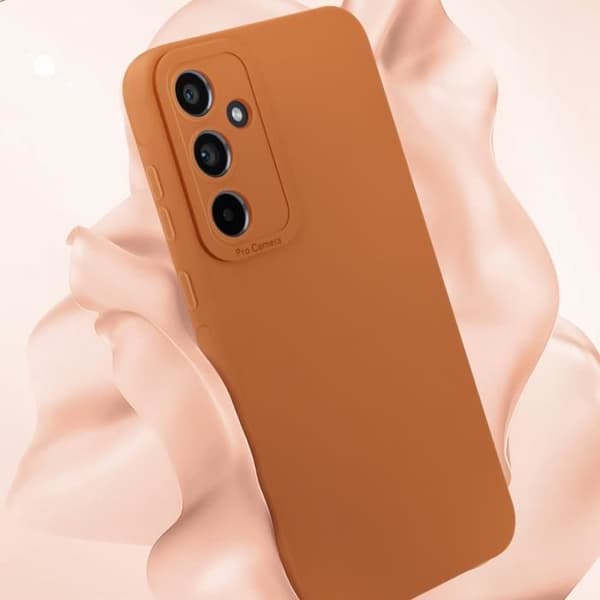 Fodral till Samsung Galaxy A55 5G - AVIZAR - Soft Touch Matte Silikon - Brun - Förstärkt kamerakantskydd
