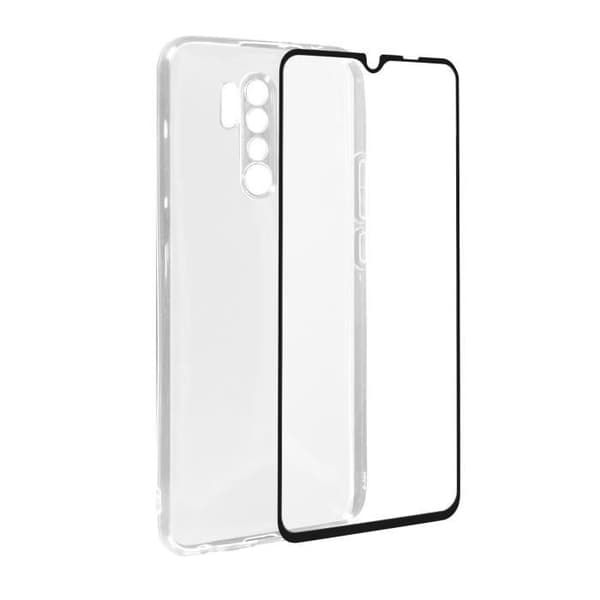 Xiaomi Redmi 9 Soft Case och 9H härdat glasfilm svart