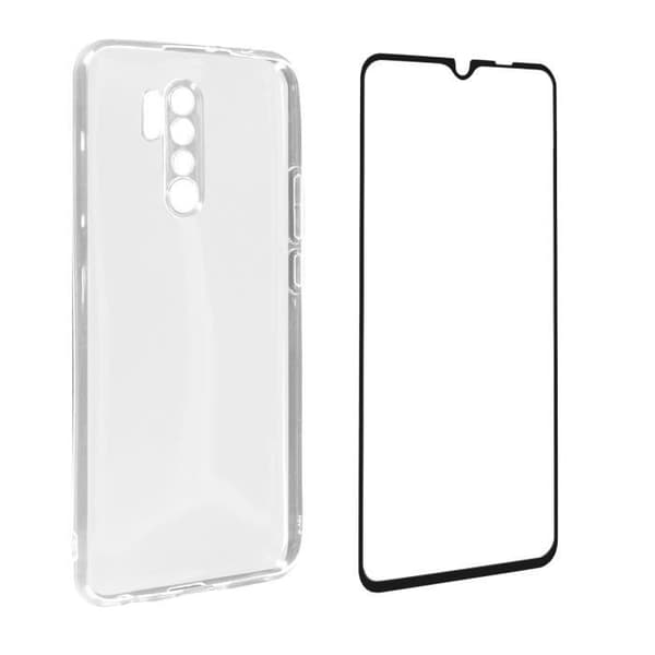 Xiaomi Redmi 9 Soft Case och 9H härdat glasfilm svart