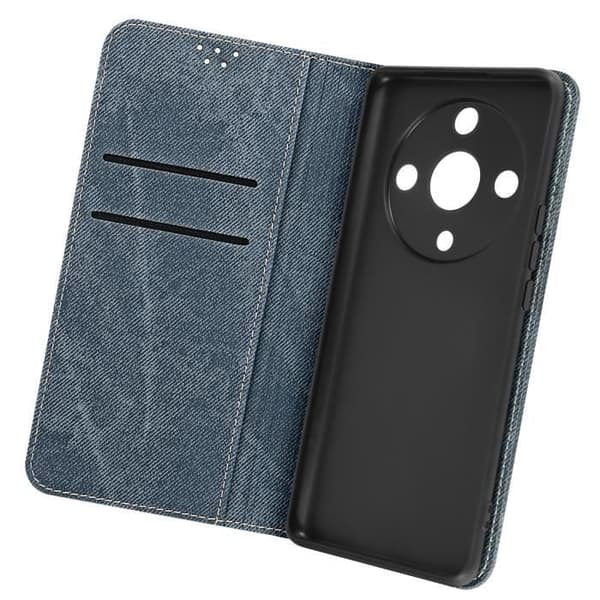 Denim plånboksfodral för Honor Magic 6 Lite 5G Video Support Blå