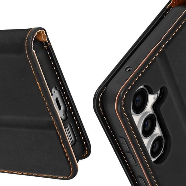 Fodral till Samsung S23 FE - AVIZAR - Plånbok Videostöd - Magnetisk flik - Svart