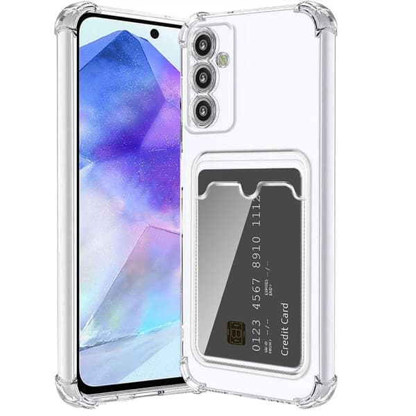 Samsung A25 gjennomsiktig veske med kortholder