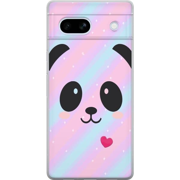 Google Pixel 7a Gjennomsiktig deksel Regnbue Panda