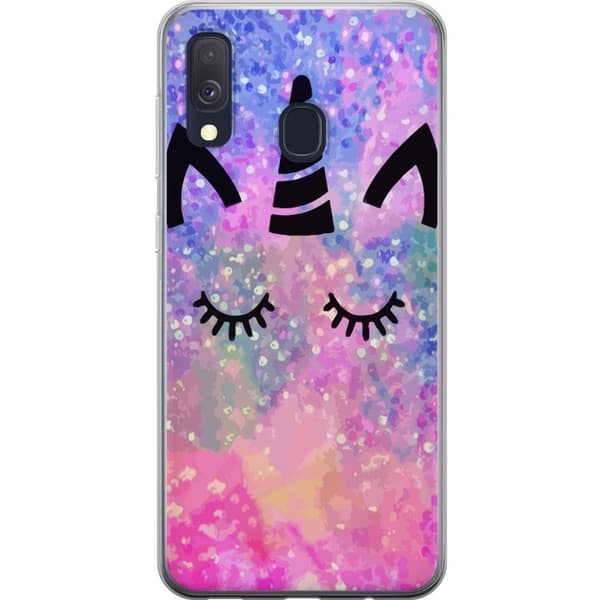 Samsung Galaxy A40 Gennemsigtig cover Enhjørning Kat