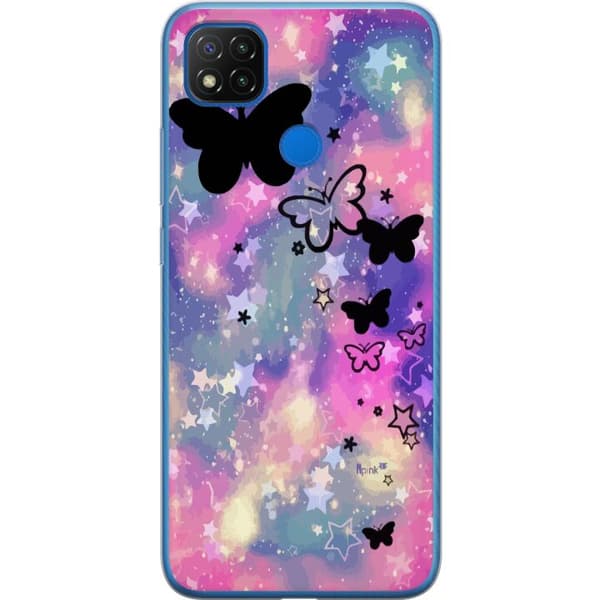 Xiaomi Redmi 9C Gennemsigtig cover sommerfugle