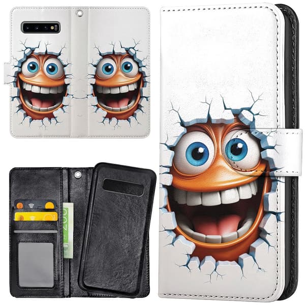 Samsung Galaxy S10 Plus - Lommebok Deksel Emoji