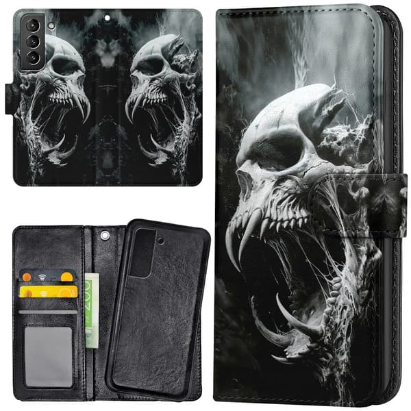 Samsung Galaxy S21 - Plånboksfodral/Skal Skull