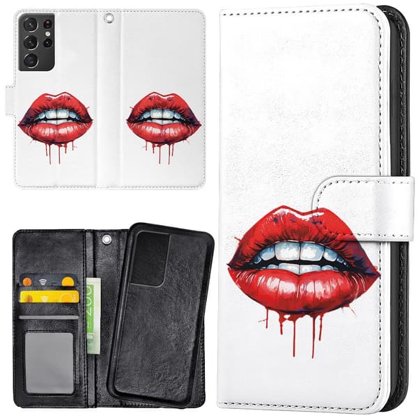 Samsung Galaxy S21 Ultra - Plånboksfodral/Skal Lips