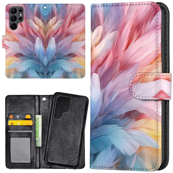 Samsung Galaxy S24 Ultra - Lommebok Deksel Feathers