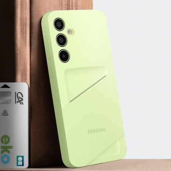 Fodral för Samsung A35 Korthållare Silikonkamera Skyddad Original Samsung Lime Green