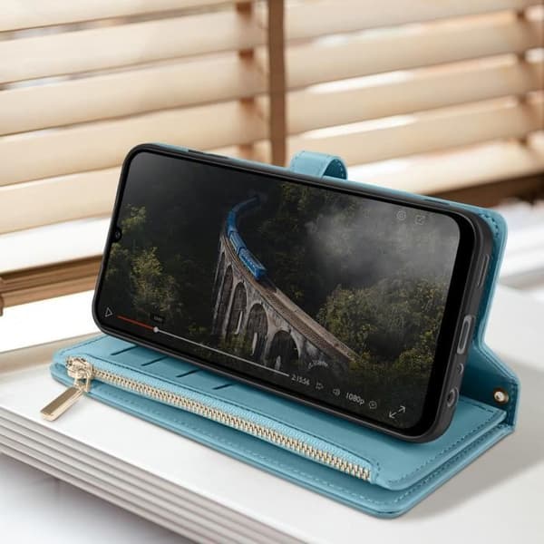Fodral till Samsung A25 5G - AVIZAR - Flower Multi Storage - Blå - RFID-skydd