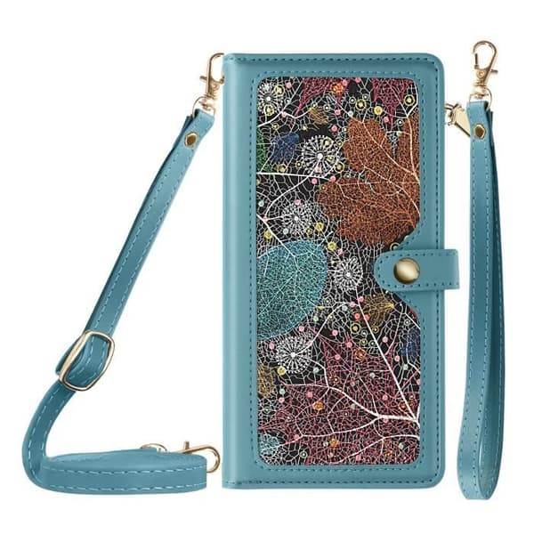 Fodral till Samsung A25 5G - AVIZAR - Flower Multi Storage - Blå - RFID-skydd