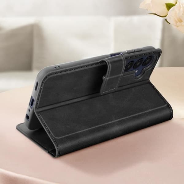 Portföljfodral för Samsung Galaxy A25 5G - AVIZAR - Svart - Videostöd funktion