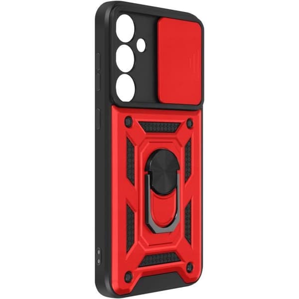 Fodral för Samsung Galaxy A35 5G Ring Support Sliding Camera Cover Röd