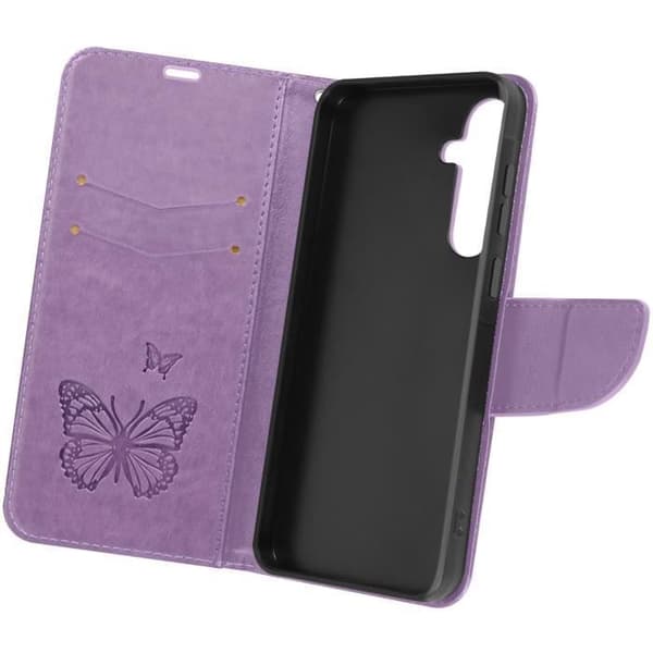 Fodral till Samsung A35 5G - AVIZAR - Fjärilsplånbok - Lila - Halvstyv - Blank