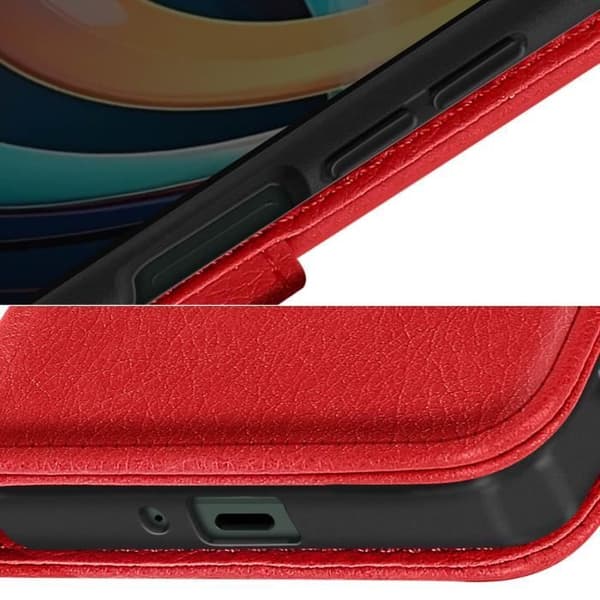 Röd plånbok och videosupportfodral - AVIZAR - Xiaomi Redmi A3 - Halvstyv - Smidig - Blandad