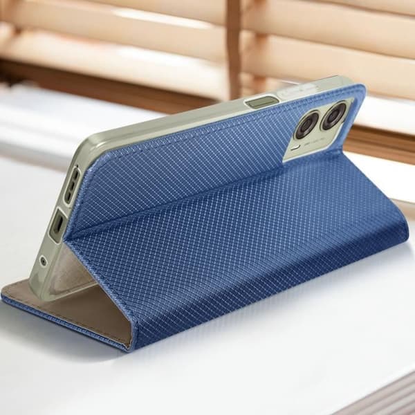 Fodral för Motorola Moto G24 Granulated Effect Card Holder Video Support Blå