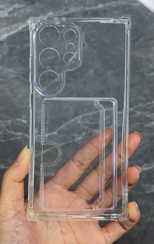 Samsung Galaxy S23 Ultra Transparent Cover med kortholder på siden - holdbart og let
