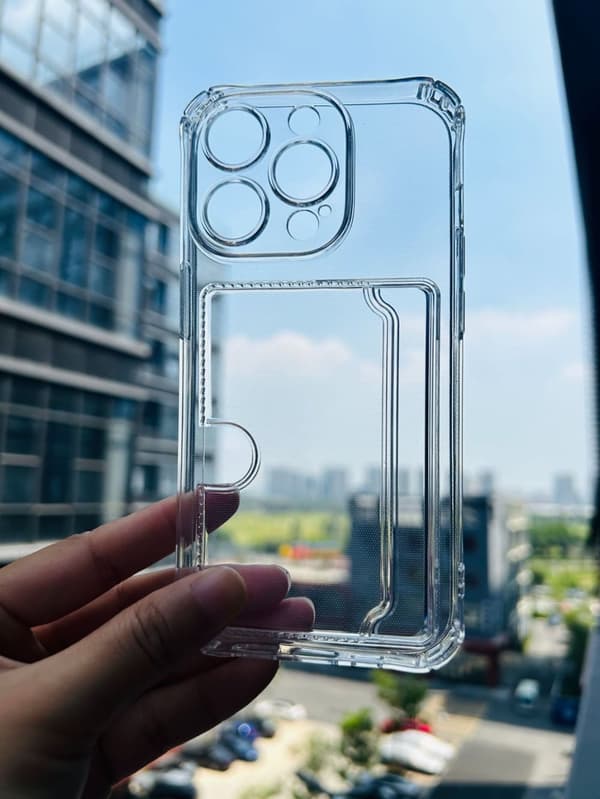 iPhone XR transparent etui med kortholder i siden - slidstærkt og let