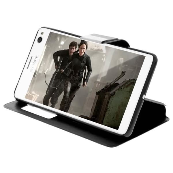 Fodral Med Fönster - Sony - Xperia C4 / C4 Dual - Syntetläder - Svart - Magnetisk
