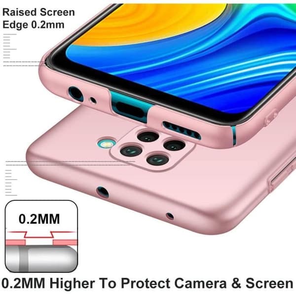 Xiaomi Redmi Note 9-fodral + skärmskydd i härdat glas, roséguld Mycket tunt skyddsfodral Hårt skydd Fodralskydd för