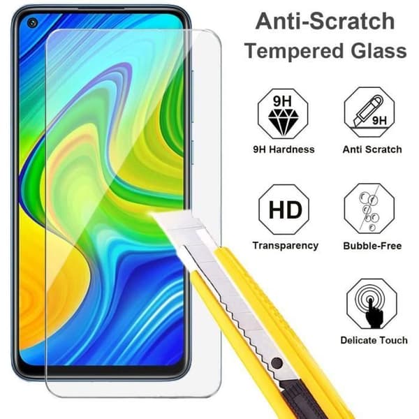 Xiaomi Redmi Note 9-fodral + skärmskydd i härdat glas, roséguld Mycket tunt skyddsfodral Hårt skydd Fodralskydd för