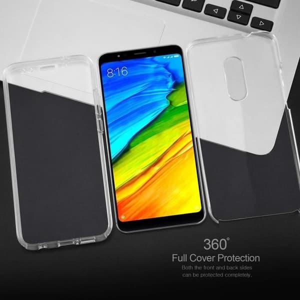 360 graders Huawei Y5p 2020 fodralskydd, helt genomskinligt skydd fram + stel baksida, pekskärmsfodral -NT