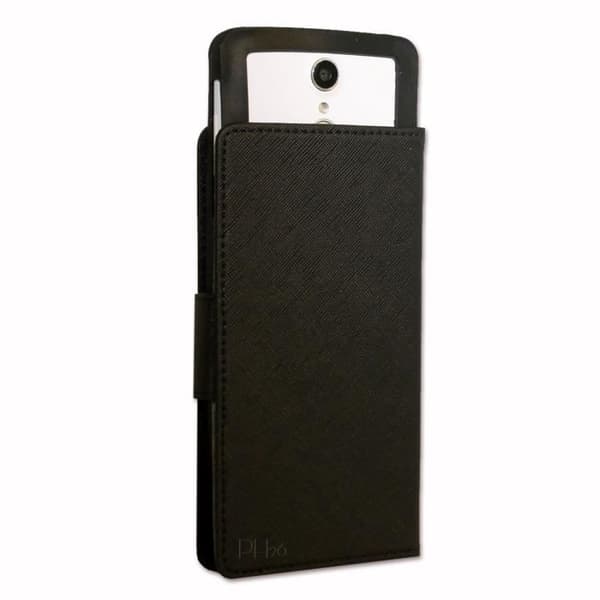 Huawei Honor 8 Smart Case Foliofodral i svart texturerat läderstil med korthållare och synliga sömmar från PH26®