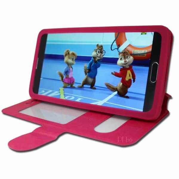SFR STARNAUTE 3 super PACK premium Etui Folio fuchsia med fönster PU + mini stylus för touchskärm + härdat glas Hårdhet 9H, Ultra-mi...
