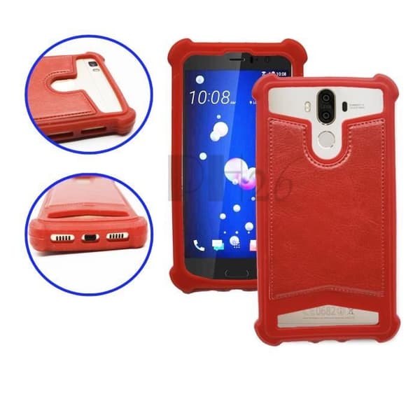 Sony Xperia L1 Bakcover i röd konstläder med silikon gel anti-chockkanter av PH26®