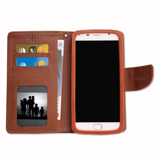 Samsung Galaxy Xcover 4 Foliofodral i svart och brunt texturerat läder med korthållare och synliga sömmar från PH26®