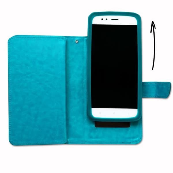 Foliofodral - PH26® - Moto Z Force - Ekoskinn turkos - Magnetisk kläpp - Universell