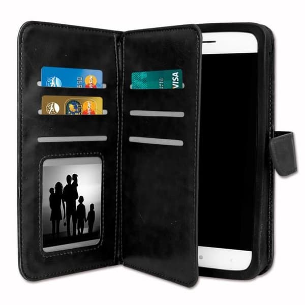 Foliofodral för Samsung Galaxy S8+ plånboksformat i svart eko-läder med dubbel invändig flik, korthållare, stängning