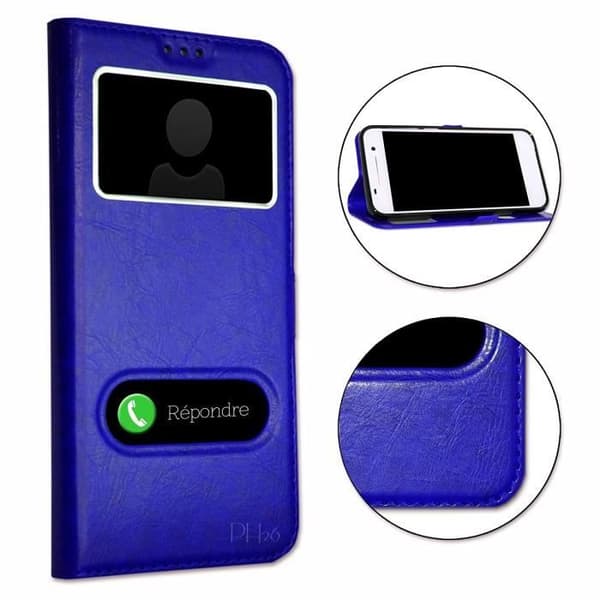Fodral till Samsung Galaxy J3 2016 - J310 Extra Slim X2 Windows i ekologiskt kvalitetsläder med magnetisk stängning och sömmar