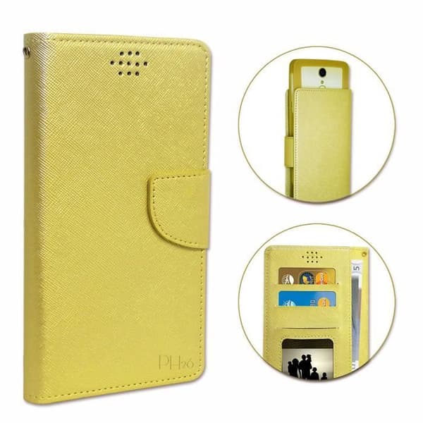 Etui Housse - Alcatel - 1 (2019) - Guld - Simil läder - Mjuk