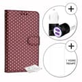 Miniatyrbild 1 av 4: PH26® Super Pack Folio fodral för guldprickiga i brunt ekoläder med korthållare, spegel + 1 härdat glas MAXIMAL hårdhet,