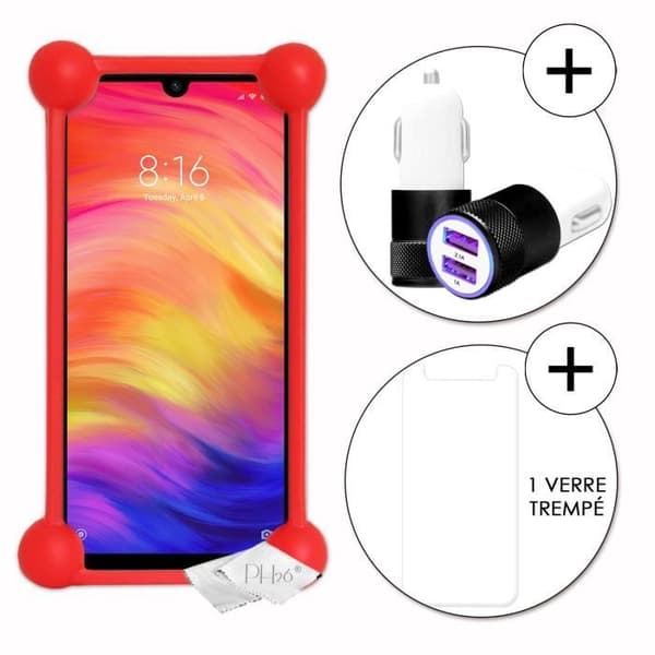 Coque bumper - Xiaomi - Redmi Note 7 - Röd - Stötsäker - Mjuk silikon