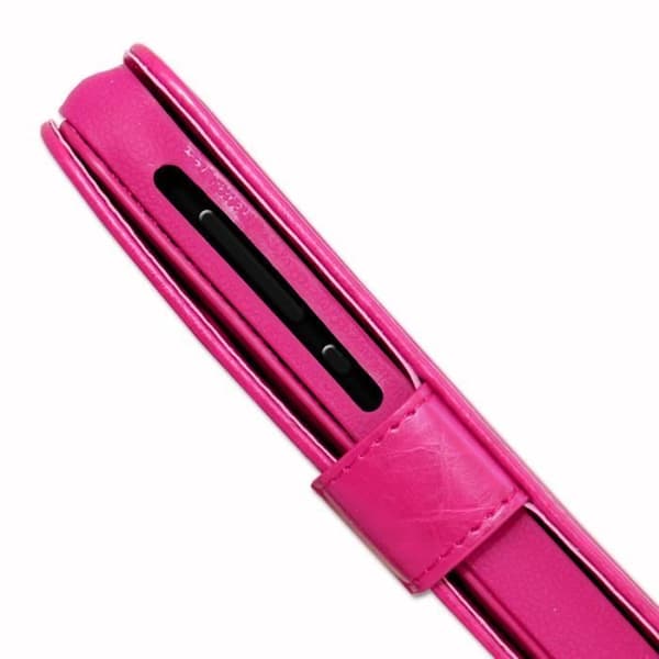 Foliofodral för ZTE Blade L5 Plus plånboksformat i fuchsia eko-läder med dubbel invändig flikkorthållare,
