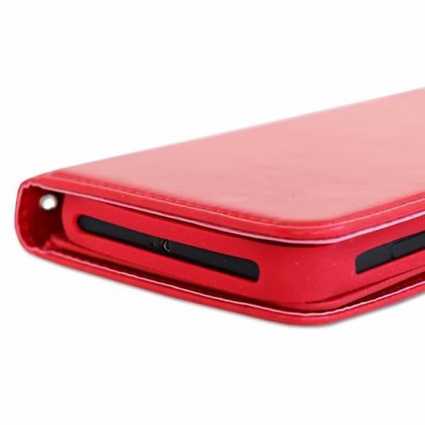 Foliofodral för OnePlus 8T plånboksformat i ekoläder - dubbel invändig flik korthållare magnetisk stängning - RÖD
