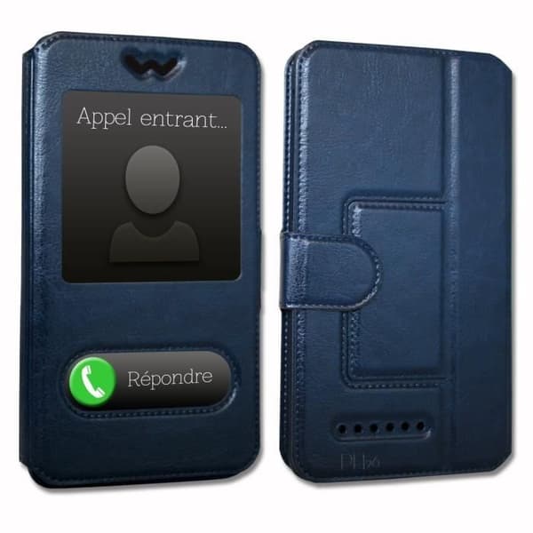 Super Pack-fodral för Elephone U3H Extra Slim 2 Windows eco-läder + hög genomskinlighet härdat glas TURKOSBLÅ